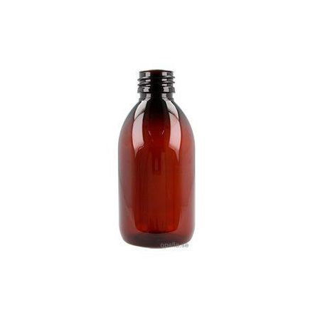 PET-flaska, rundad  - brun, 100 ml, 28 mm hals